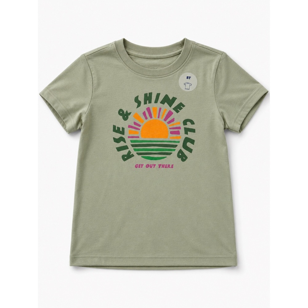 Old Navy Toddler Rise & Shine Club Graphic Tee Sage Green 5T Short Sleeve Shirt